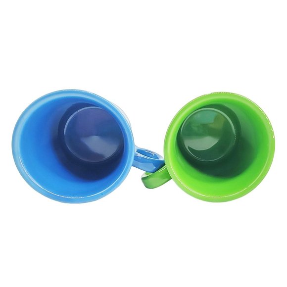 Fiesta Fiestaware VTG Set of 2 Mugs Blue Lime Green Homer Laughlin Ceramic - Picture 4 of 4